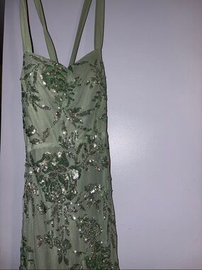 Windsor Olive Green Sequin Floral Prom Dress